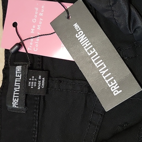 PrettyLittleThing Black Ripped 5 Pocket Skinny Jeans US 2 - Picture 8 of 16